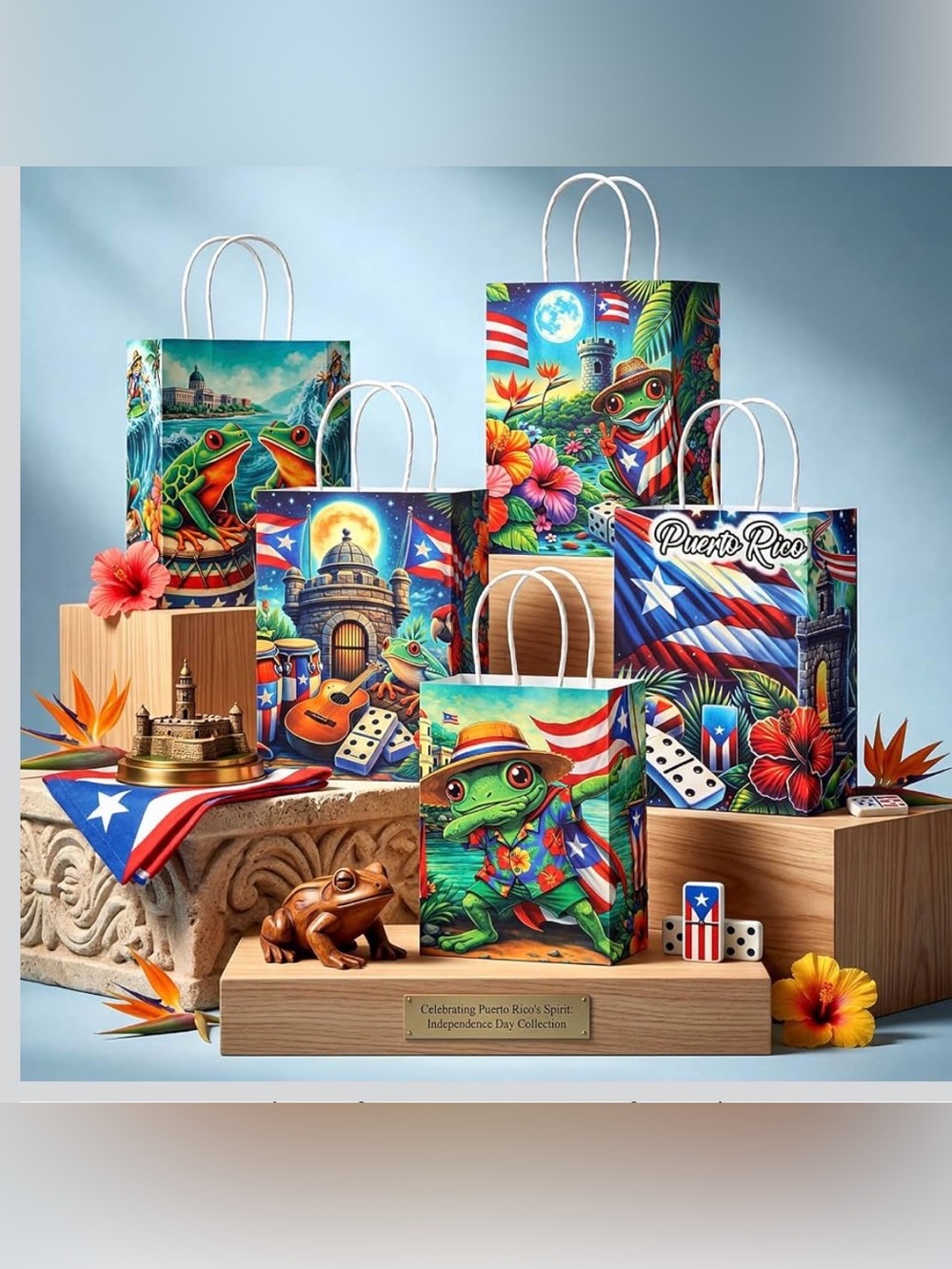 New Open Box TaoBary 25 Pcs Puerto Rico Souvenirs Gift Bags with Handles, Coqui